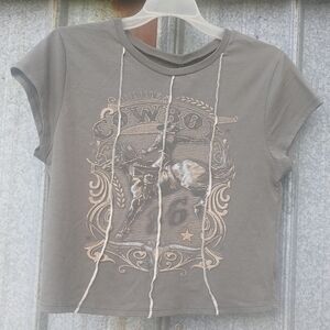 Trust The Universe Cowboy Graphic T-Shirt Army Green XL New